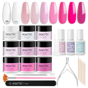 Aokitec 8 Colors Dip Powder Nail Kit - Pink Lady Series